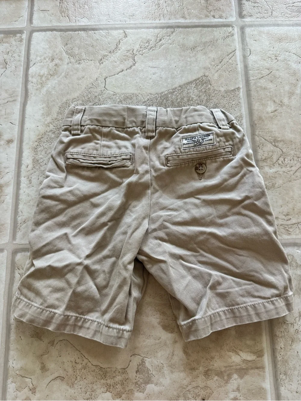 Polo Ralph Lauren Boys Chino Khaki Shorts 4T Beige Zip Up Casual Preppy Classic